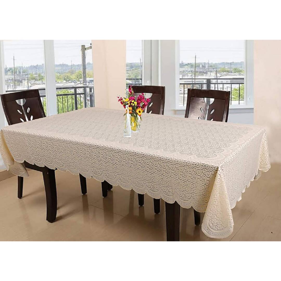 Kuber Industries 6 Seater Dining Table Cover - Cream