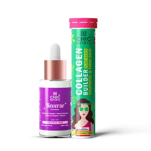 Chicnutrix Korean Anti-Ageing Routine Combo - Vegan Collagen Builder + Reverse Anti-Aging Serum Hover Image