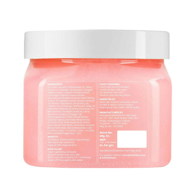 Wild Oak Pink Hibiscus Shea Butter Sugar Scrub with Ascorbic Acid, Vegan Collagen & Peptides For Tan Removal & Smooth Skin Main Image