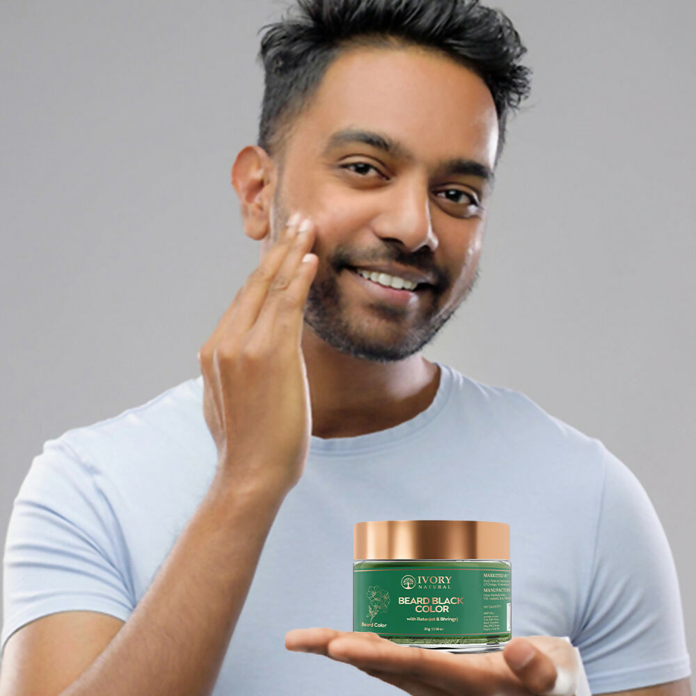 Ivory Natural Beard Black Color Organic - Instant Natural Plant Based Beard Color Powder