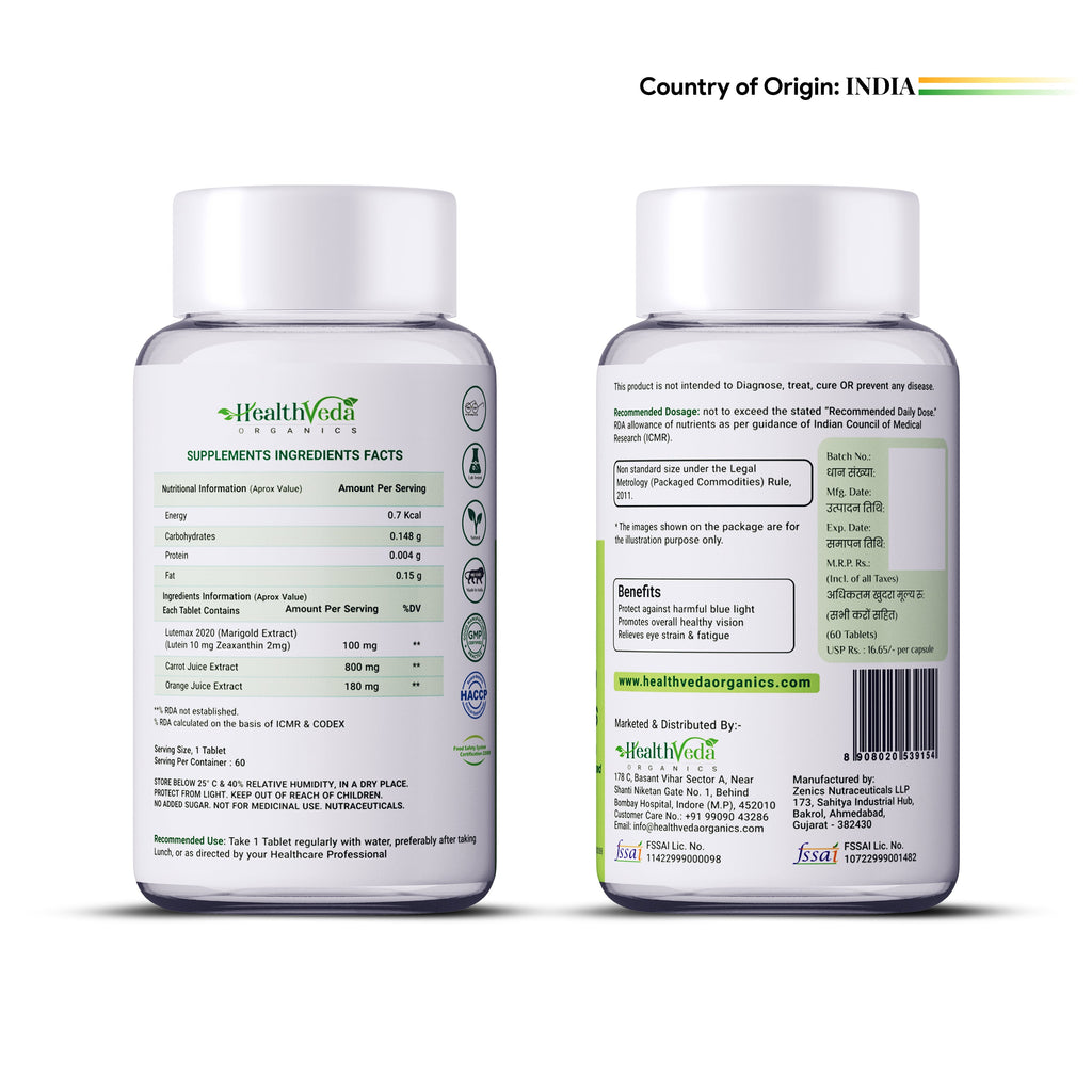 Health Veda Organics Plant Based Eye Care Supplements Tablets