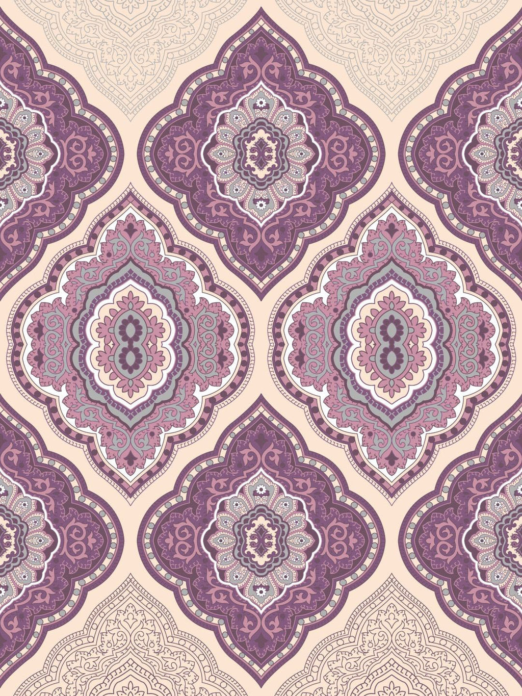 Dreamscape Purple & Cream-Coloured 144 TC Bedsheet with Pillow Covers