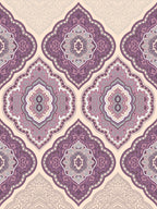 Dreamscape Purple & Cream-Coloured 144 TC Bedsheet with Pillow Covers