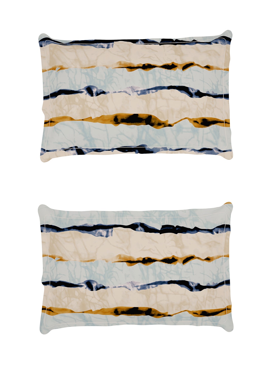 Story@home Arena Cream-Coloured & Grey Printed 180 TC Bedsheet & Pillow Covers