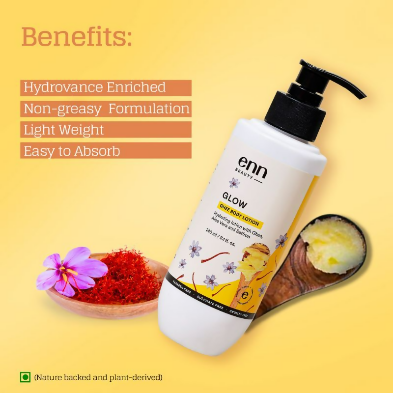 Enn Hydrating Body Lotion Cream With Ghee, Aloe Vera & Saffron