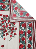 Rajasthan Decor Cream-Coloured Ethnic Motifs 144 TC Cotton King Bedsheet & 2 Pillow Covers