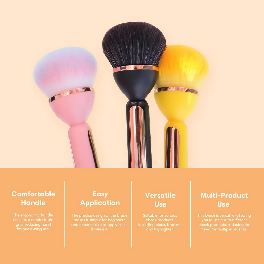 Gleva Multipurpose Professional Powder & Blush Cheek Brush - Black