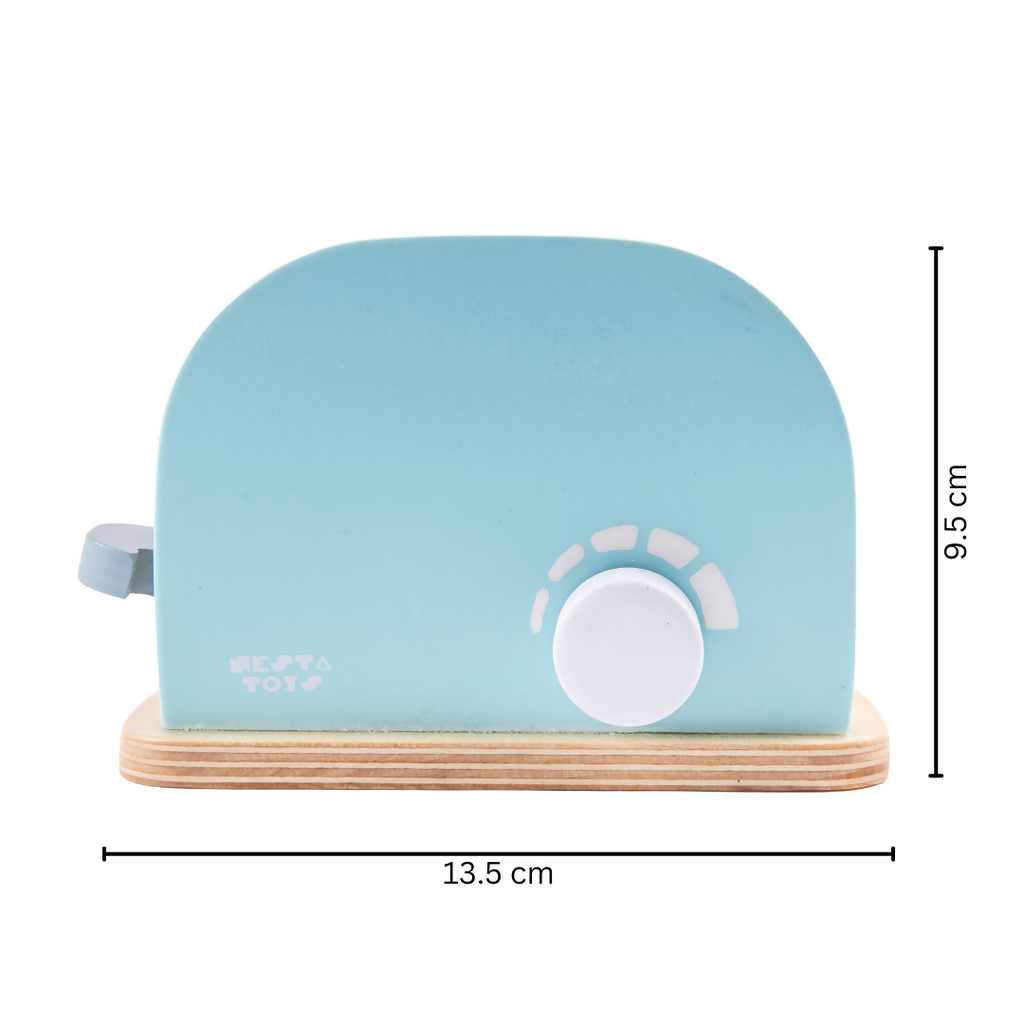 Nesta Toys Wooden Bread Pop-up Toaster (Blue), Kitchen Set Toy, Play Food, Pretend Play Toys for Kids (3+ Years)
