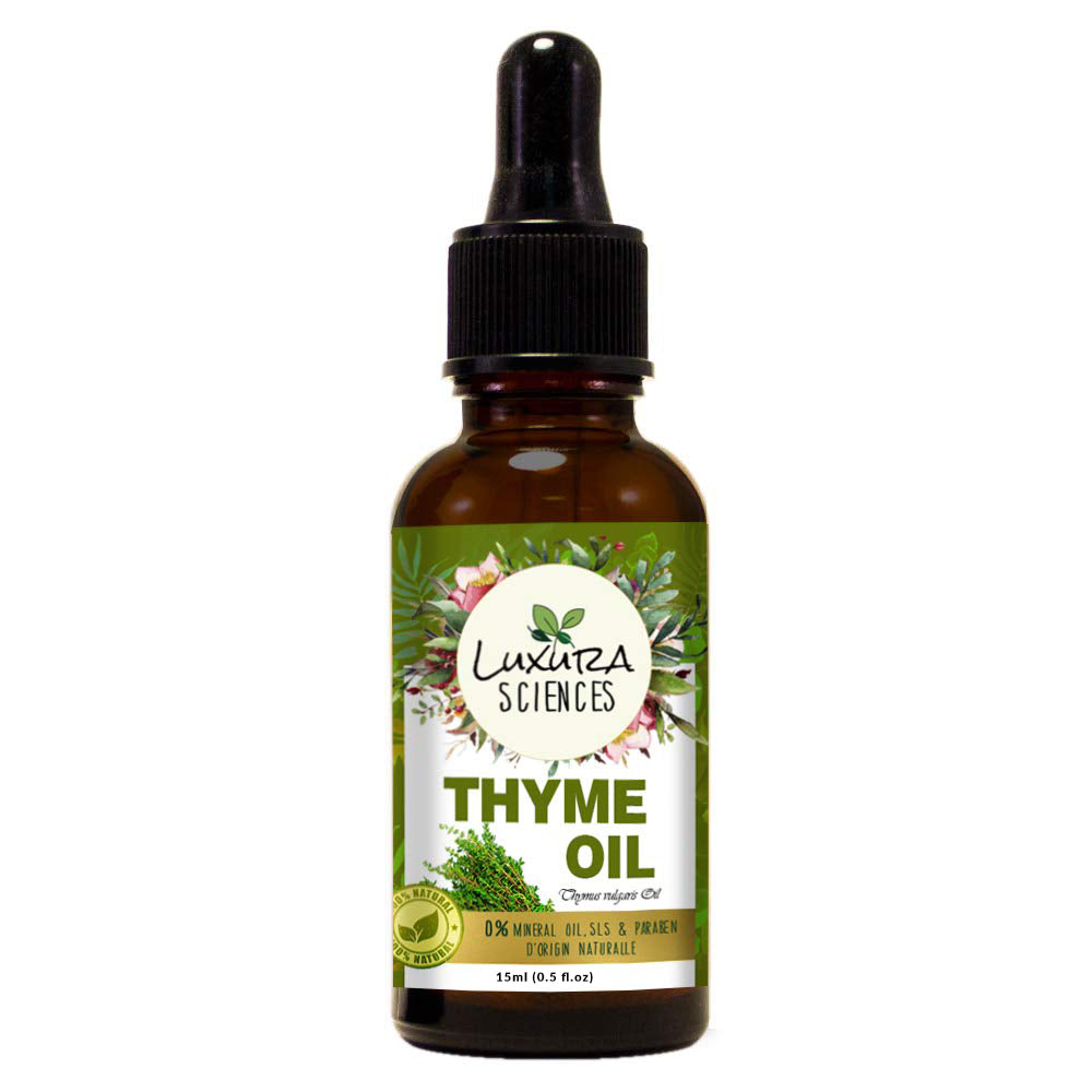 Luxura Sciences Thyme Essential Oil 100% Pure Natural Premium Therapeutic Grade Oil for Skin, Hair, Body Massage & Aromatherapy