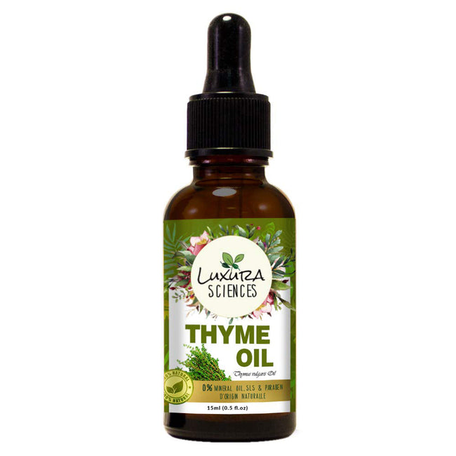 Luxura Sciences Thyme Essential Oil 100% Pure Natural Premium Therapeutic Grade Oil for Skin, Hair, Body Massage & Aromatherapy Hover Image