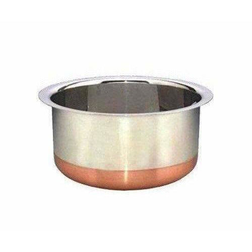 Stainless Steel Patila Round Copper Bottom Container Ganj Tapeli with Lid