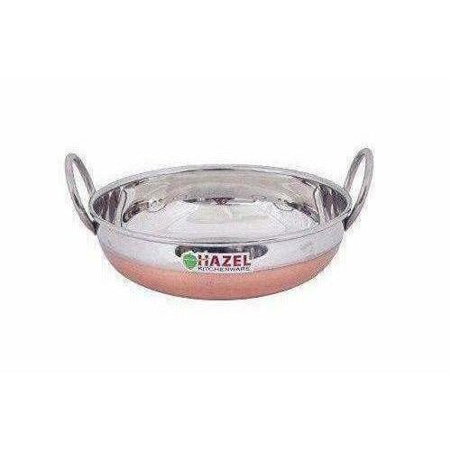 Heavy Gauge Stainless Steel Kadhai Cookware with Copper Bottom and Silver Hover Image