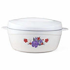 Roti Plus Plastic Casserole with Lid - White & Grey Color Combination
