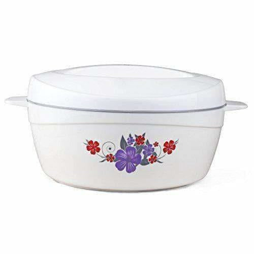 Roti Plus Plastic Casserole with Lid - White & Grey Color Combination Main Image