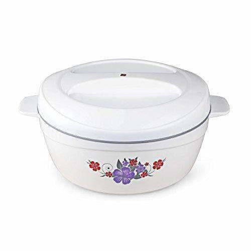 Roti Plus Plastic Casserole with Lid - White & Grey Color Combination