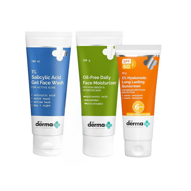 The Derma Co I-Beauty CMS (Cleanser, Moisturizer, Sunscreen) For Acne Prone Skin Combo Hover Image