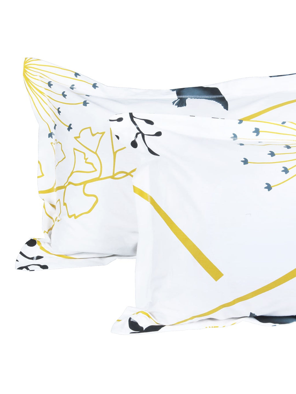 Story@home White & Blue Floral King Bedsheet with 2 Pillow Covers