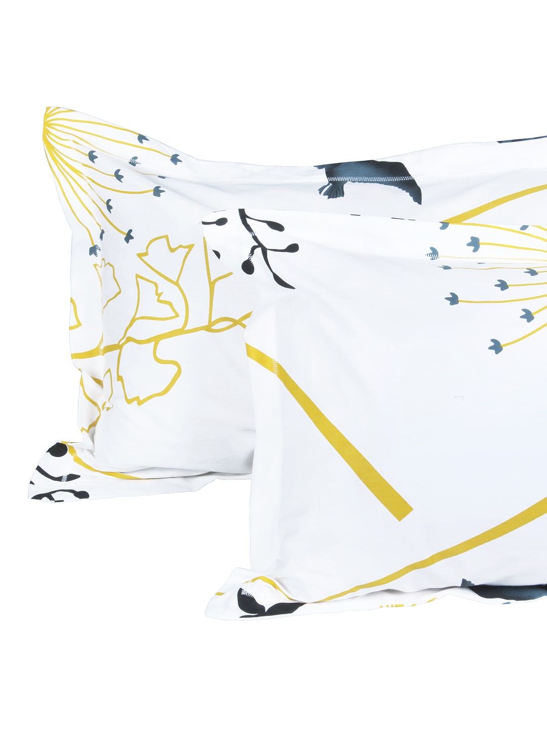 Story@home White & Blue Floral King Bedsheet with 2 Pillow Covers