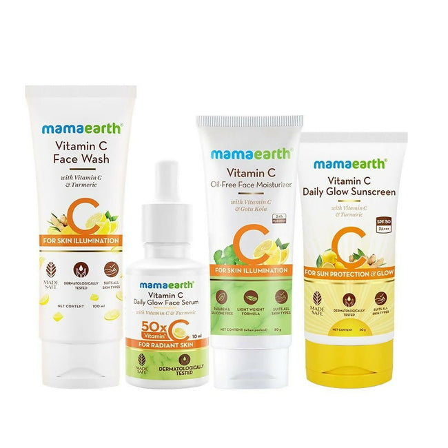 Mamaearth CSMS (Cleanser, Serum, Moisturizer, Sunscreen) Vitamin C Daily Glow Combo Hover Image