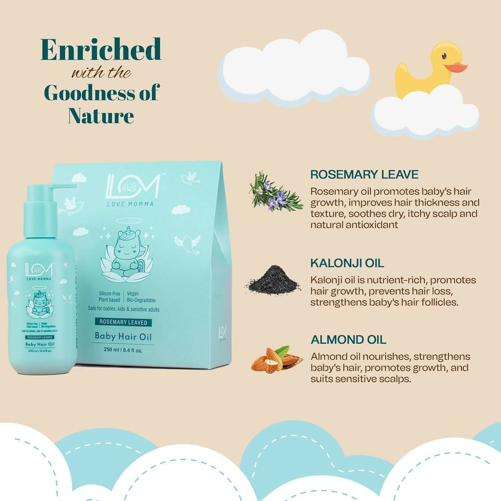 Love Momma Rosemary Leaved Baby Hair Oil for Nourish & Strengthen Your Little One's