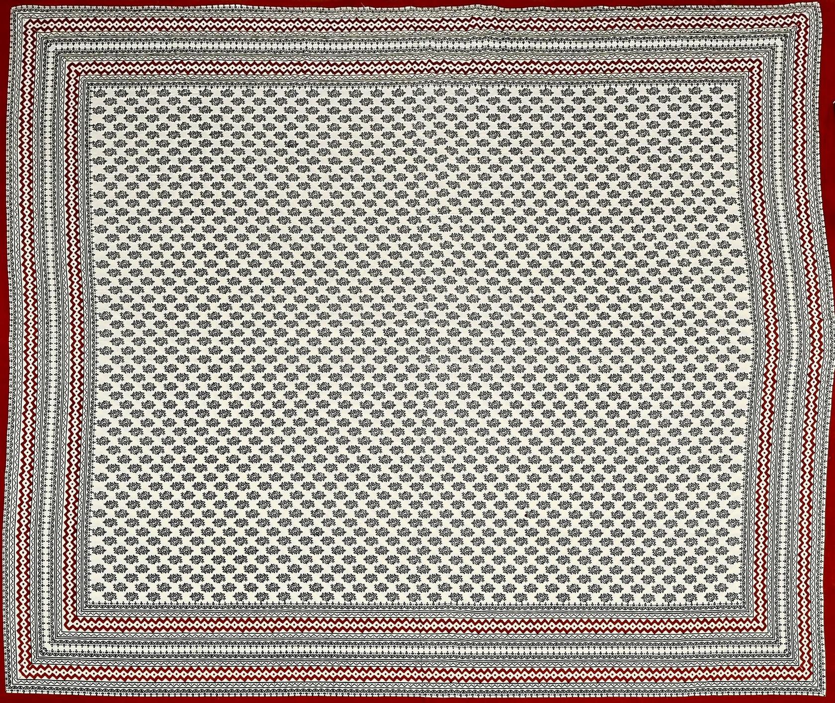 Red Green Handblock Printed Cotton 200TC King Bedsheet With 2 Zipper Pillow Covers - King Size by House of Ree