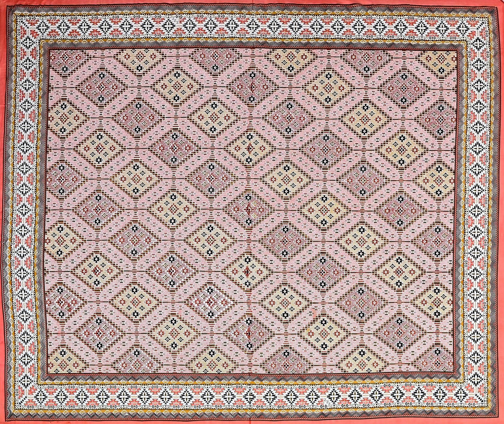 White Brown Ethnic Motifs Cotton 200TC King Bedsheet With 2 Zipper Pillow Covers - King Size by House of Ree