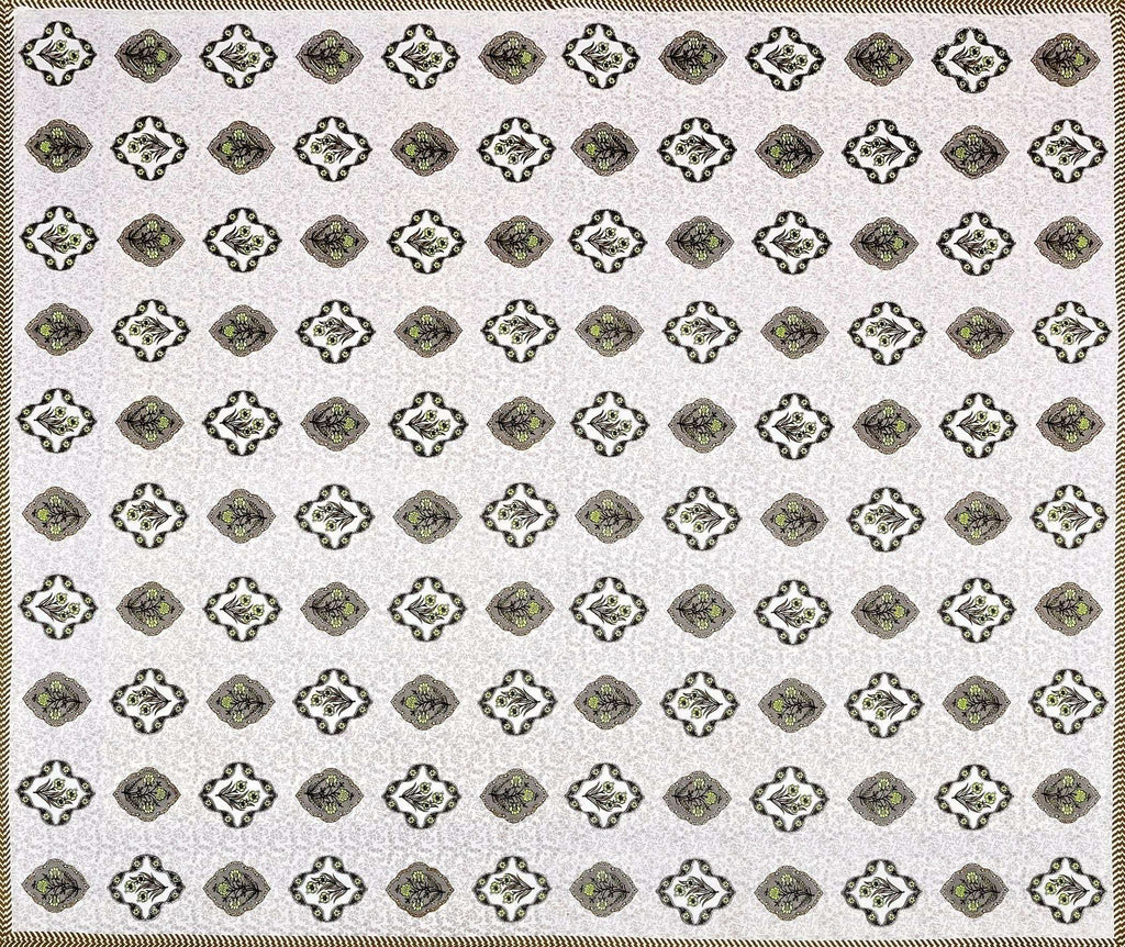 Purple White Ethnic Motifs Cotton 200TC King Bedsheet With 2 Zipper Pillow Covers - King Size by House of Ree