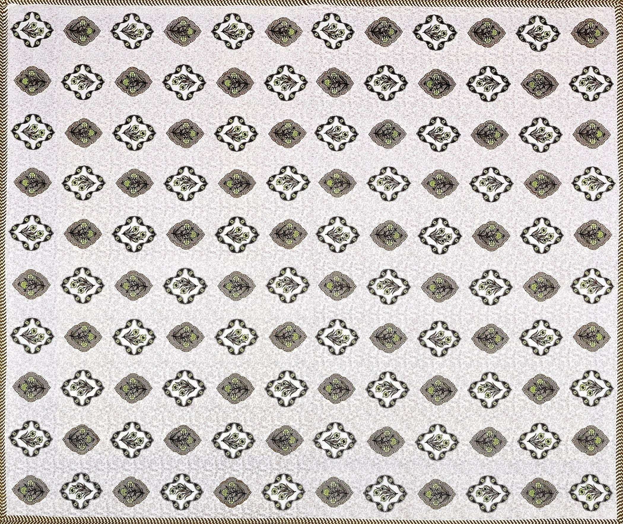 Purple White Ethnic Motifs Cotton 200TC King Bedsheet With 2 Zipper Pillow Covers - King Size by House of Ree