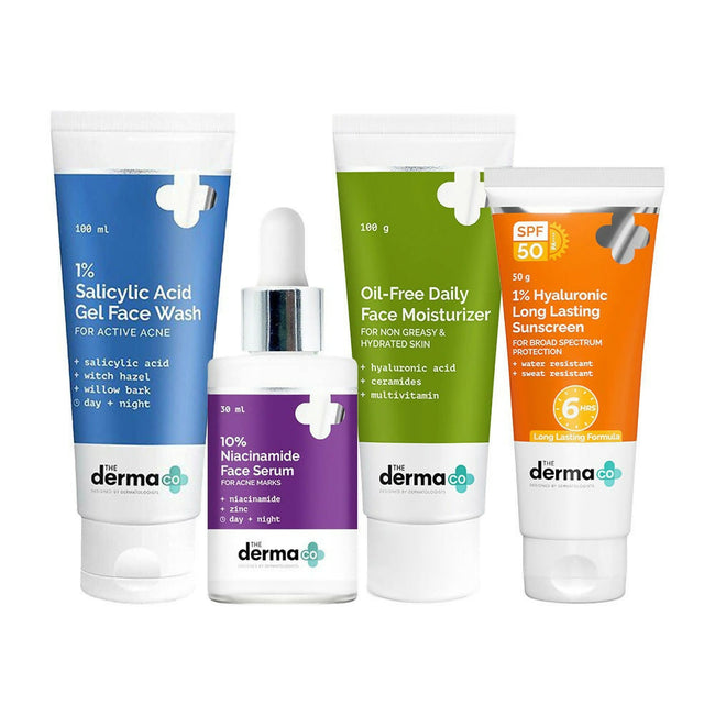 The Derma Co I-Beauty CSMS (Cleanser, Serum, Moisturizer, Sunscreen) For Acne Prone Skin Combo Hover Image