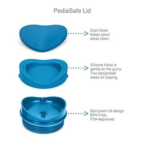 Vaya Drynk Stainless Steel Strawless Silicone Bunnies Print Spout Tumbler With Spill-Proof Pediasafe Lid - 350ml (Blue)