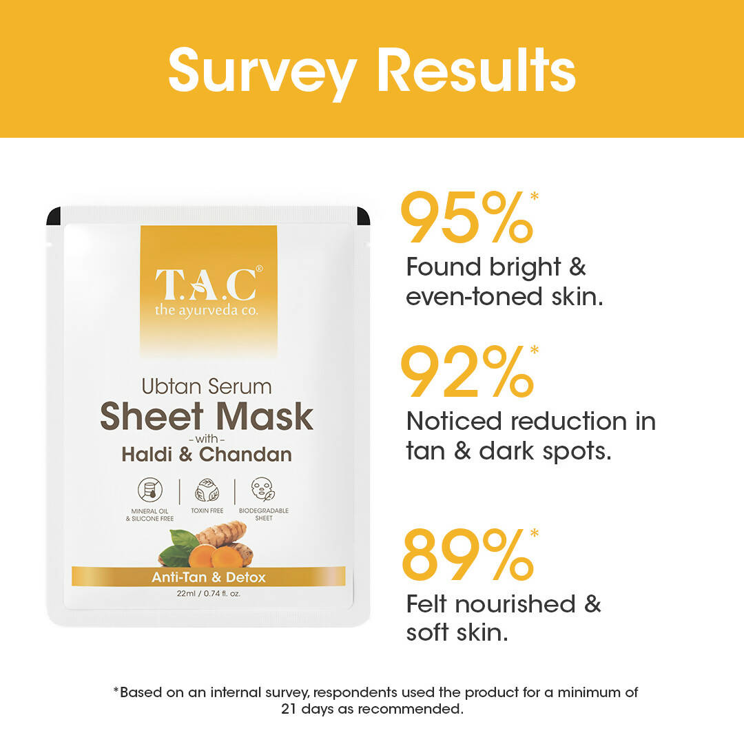 TAC - The Ayurveda Co. Ubtan Serum Sheet Mask | with Sandalwood, Saffron & Turmeric