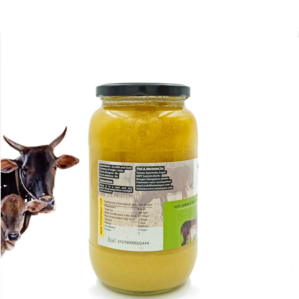 Gorochana 100% Source Traceable Desi Malnad Gidda A2 Full Moon Day Bilona Cow Ghee | Pure Ghee | Organic Ghee - Limited Time Offer