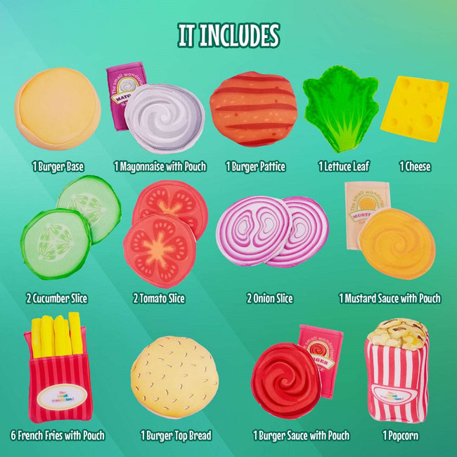 The Small Wonderland Pretend play Burger ,French fries & popcorn - 25 piece Main Image