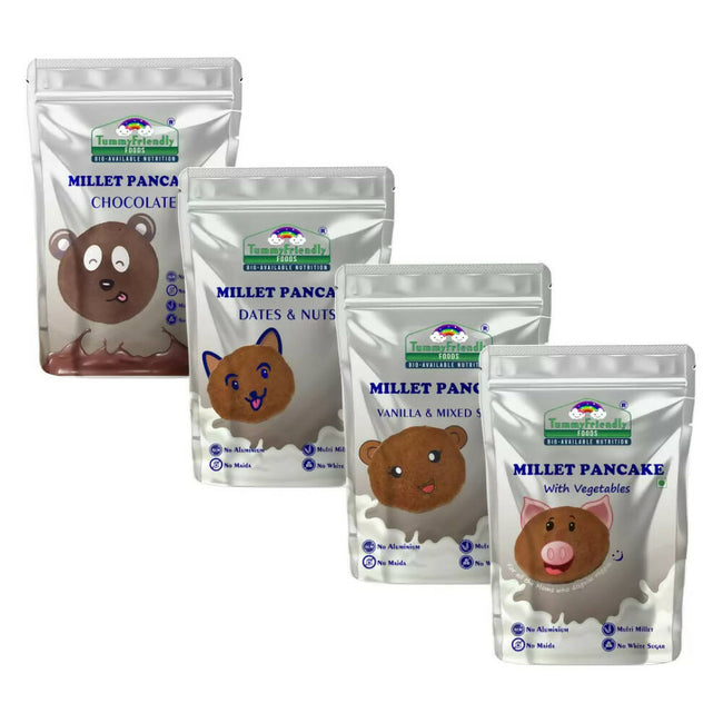 TummyFriendly Foods Aluminium-Free Millet Pancake Mixes Trial Packs with Chocolate, Nuts, Seeds, Veggies Hover Image
