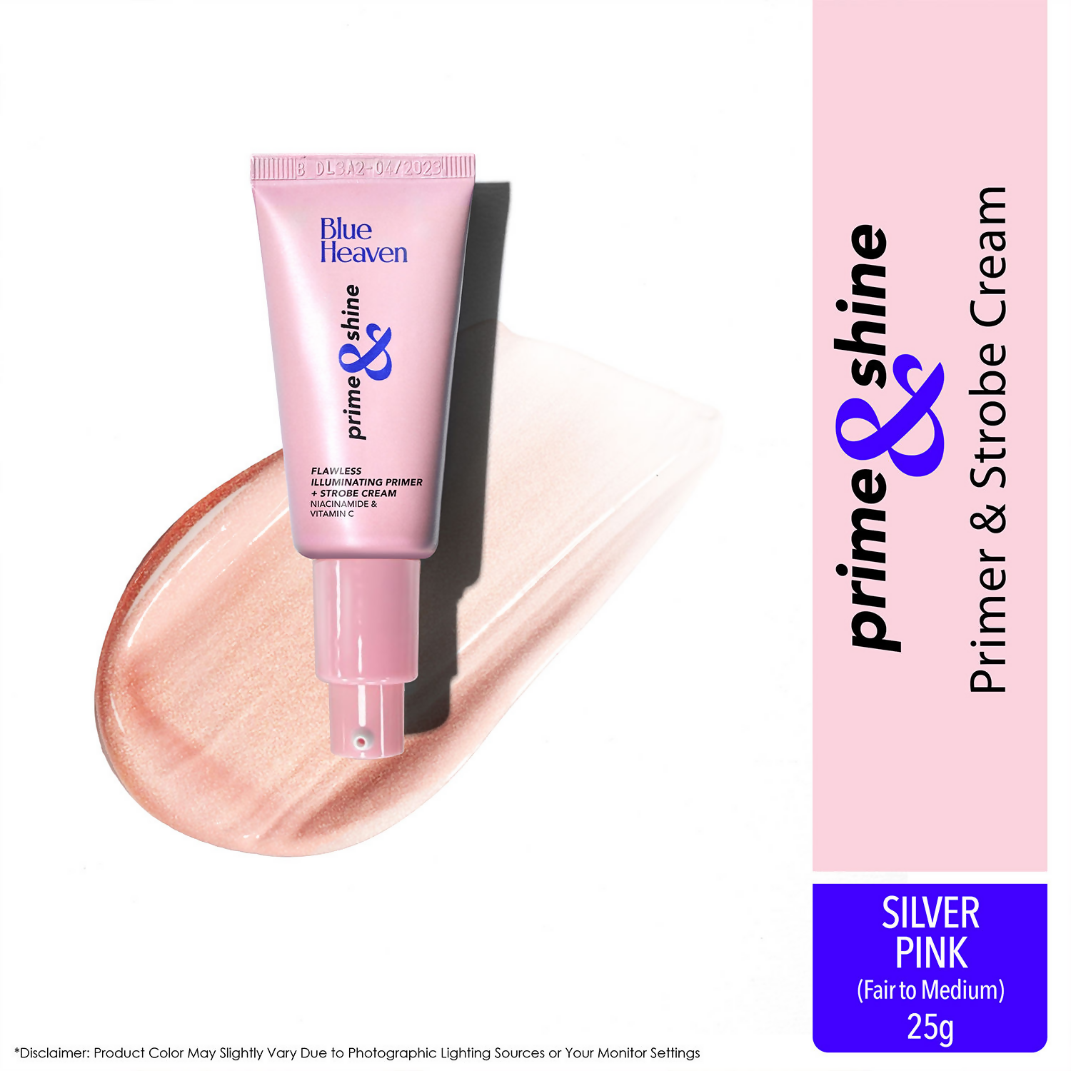 Blue Heaven Prime & Shine Flawless lluminating Primer & Strobe Cream - Silver Pink