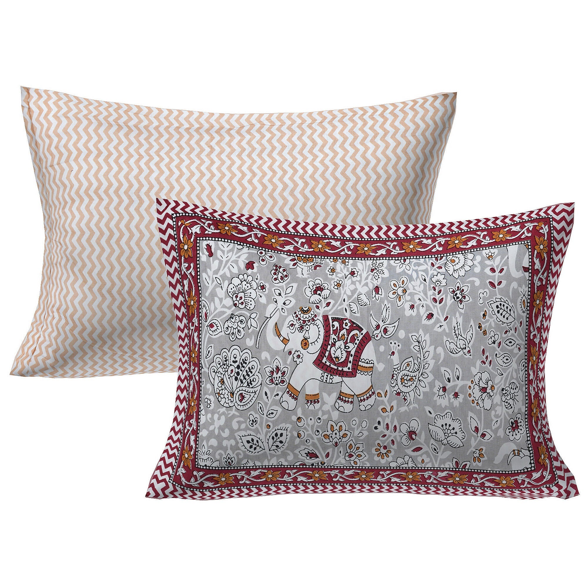 Rudra Bazaar Grey 210 TC Cotton Double King Bedsheet With 2 Pillow Covers