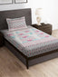 Story@home Grey & Pink Ethnic Motifs 180 TC Bedsheet with Pillow Cover