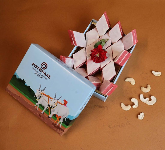 Pothgaal Sweets Kaju Strawberry Burfi Hover Image