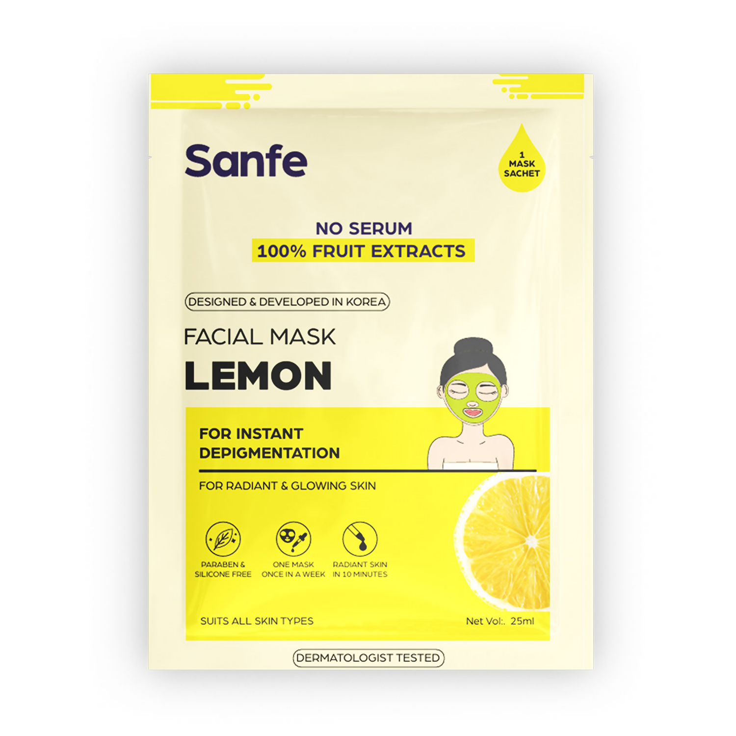 Sanfe Instant Depigmentation Lemon Facial Mask