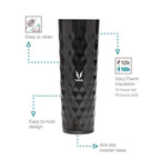 Vaya Drynk Stainless Steel Water Bottle Tumbler for Office - 600ml (Black)
