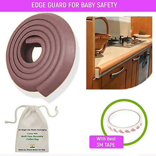 Safe-O-Kid Unique High Density 2 Mtr Long U - Shaped 2 Edge Guards With 8 Corner Cushions - Brown Hover Image