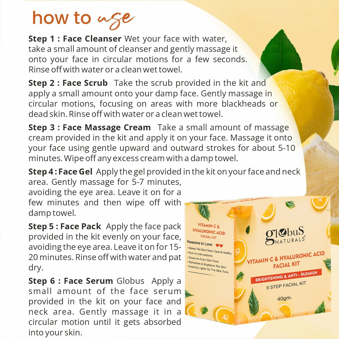 Globus Naturals Vitamin C & Hyaluronic Acid Facial Kit