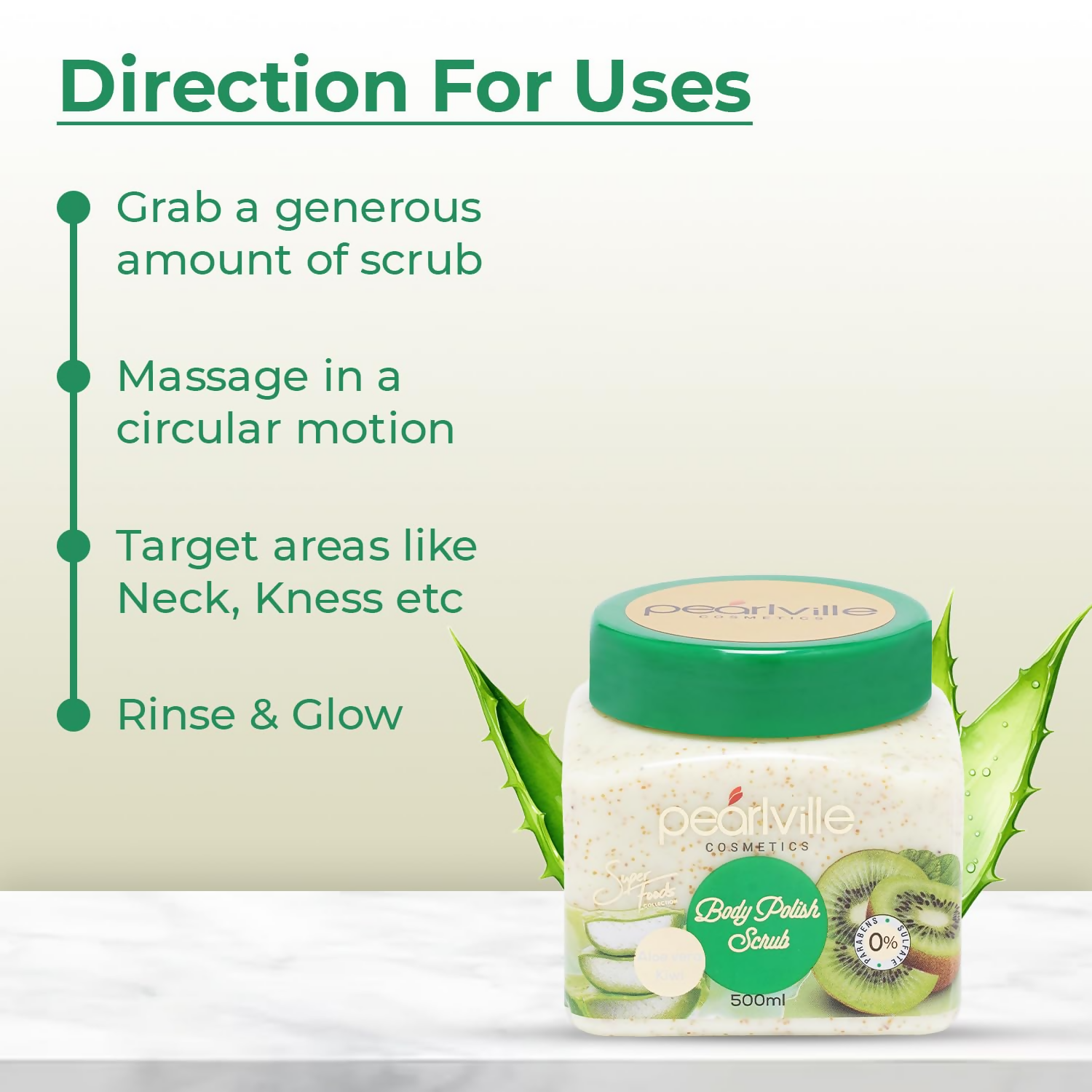 Pearlville Superfoods Collection Kiwi Aloe Vera Body Polish Scrub