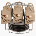 Home Centre Caraway Cup and Saucer- Set of 13 Pcs - 220 ml - Brown