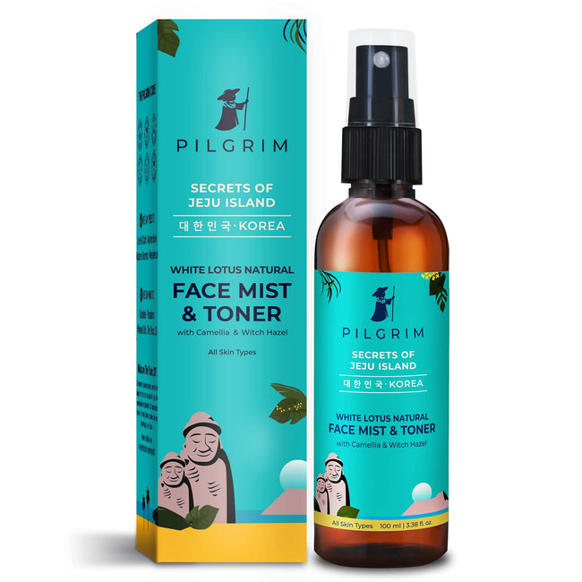 Pilgrim Korean Beauty White Lotus Refreshing Face Mist & Toner With Camellia & Witch Hazel For Glowing Skin Hover Image
