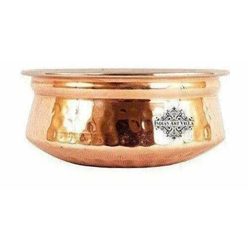 Steel Copper Handi Bowl Hammered Design Serving Dishes - Set of 4