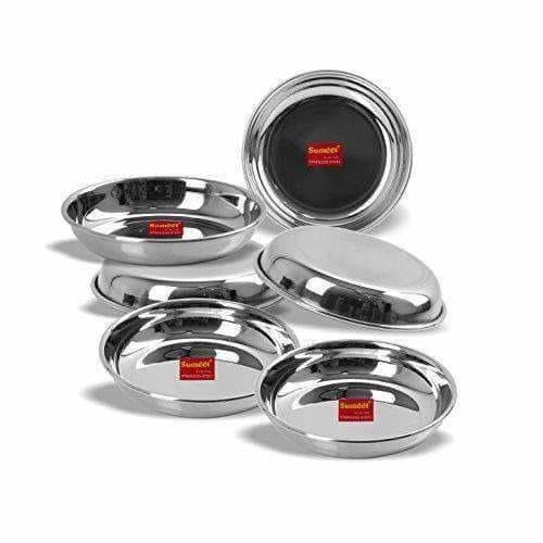 Stainless Steel Heavy Gauge Small Halwa Plates with Mirror finish -  Set of 6pc