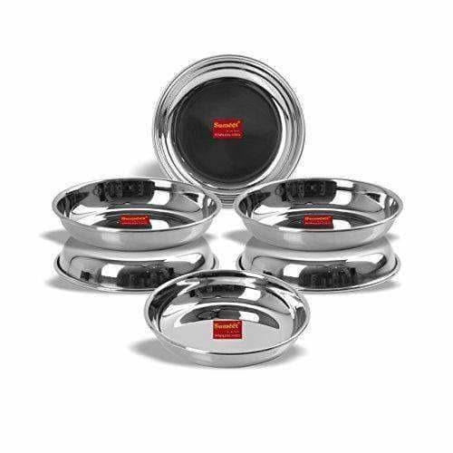 Stainless Steel Heavy Gauge Small Halwa Plates with Mirror finish -  Set of 6pc Main Image