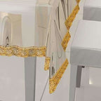 Transparent With Golden Lace 6 Seater Dinning Table Cover