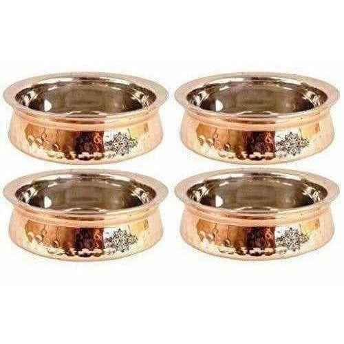 Steel Copper Handi Bowl Hammered Design Serving Dishes - Set of 4 Main Image